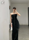 Marc Le Bihan 21915 Silk Shrinkage Stretch One-Piece Dress Collection French High-Level Handmade MLB-21942-HEI Black PMLB4